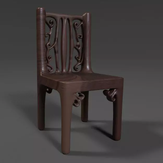 PBR Wooden Chair 3D model_0