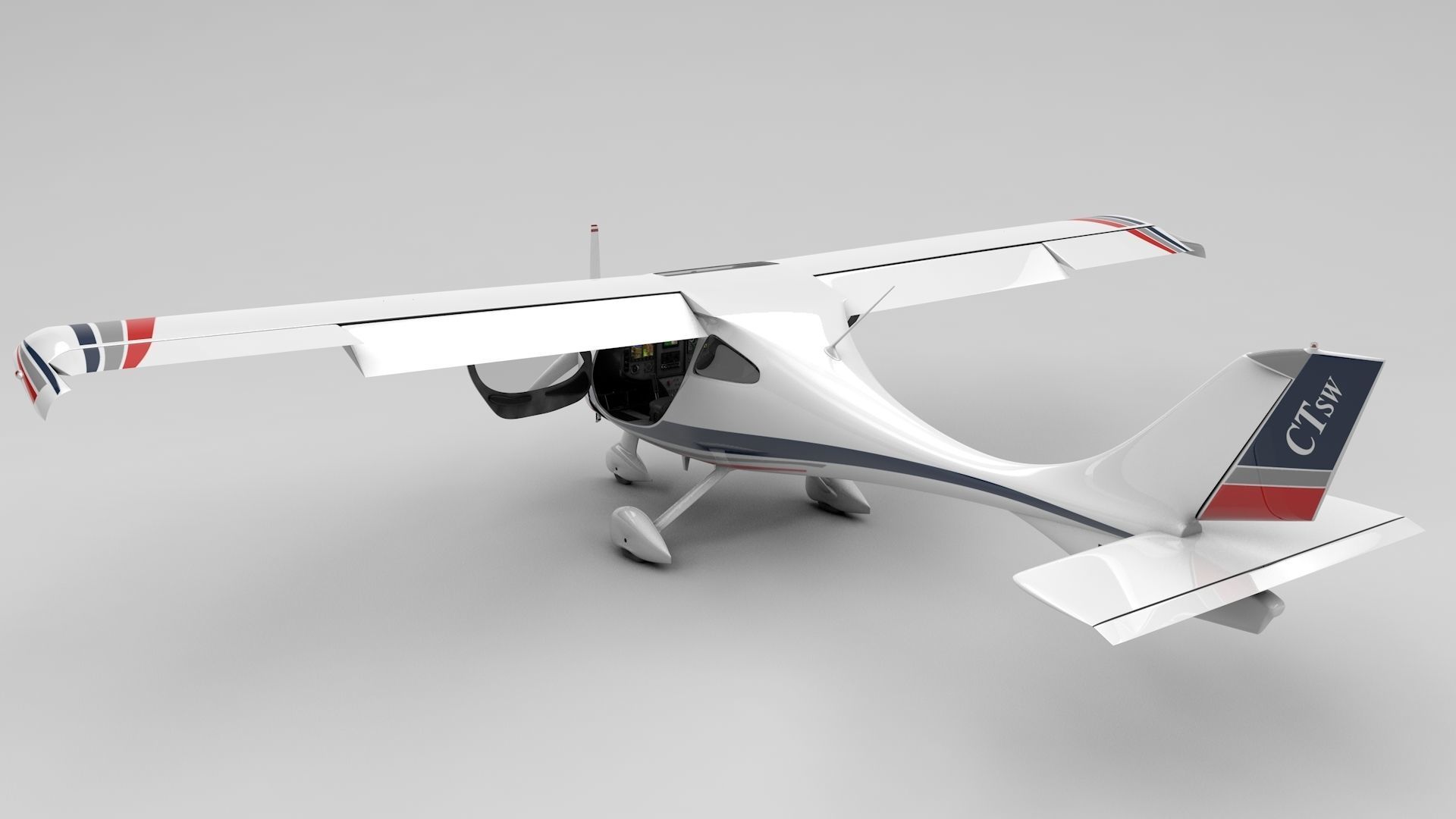 Flight Design CTLS Rigged C4D Low-poly 3D model_4