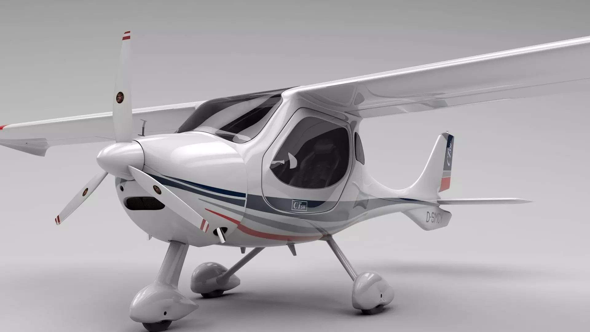 Flight Design CTLS Rigged C4D Low-poly 3D model_0