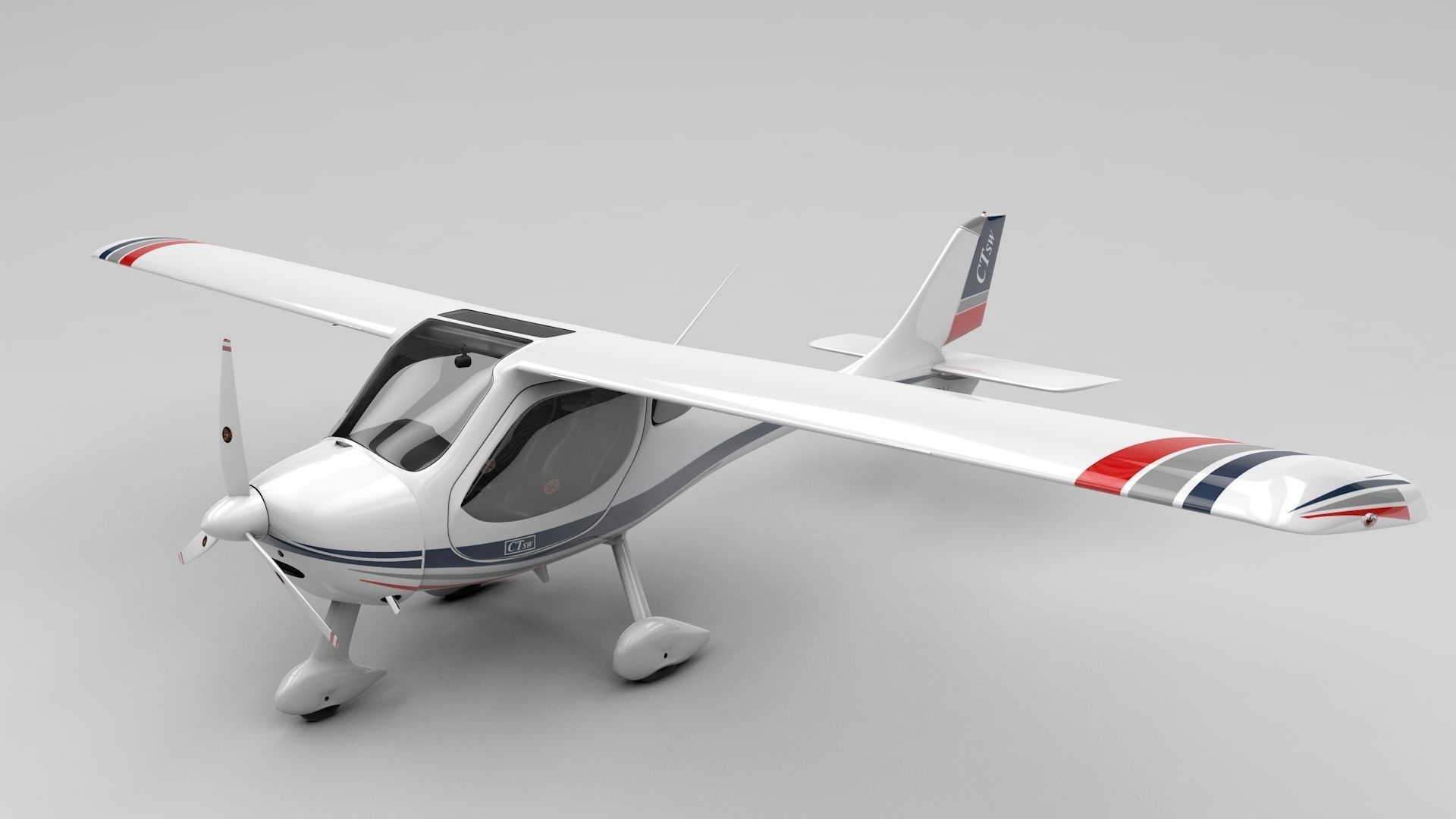 Flight Design CTLS Rigged C4D Low-poly 3D model_6