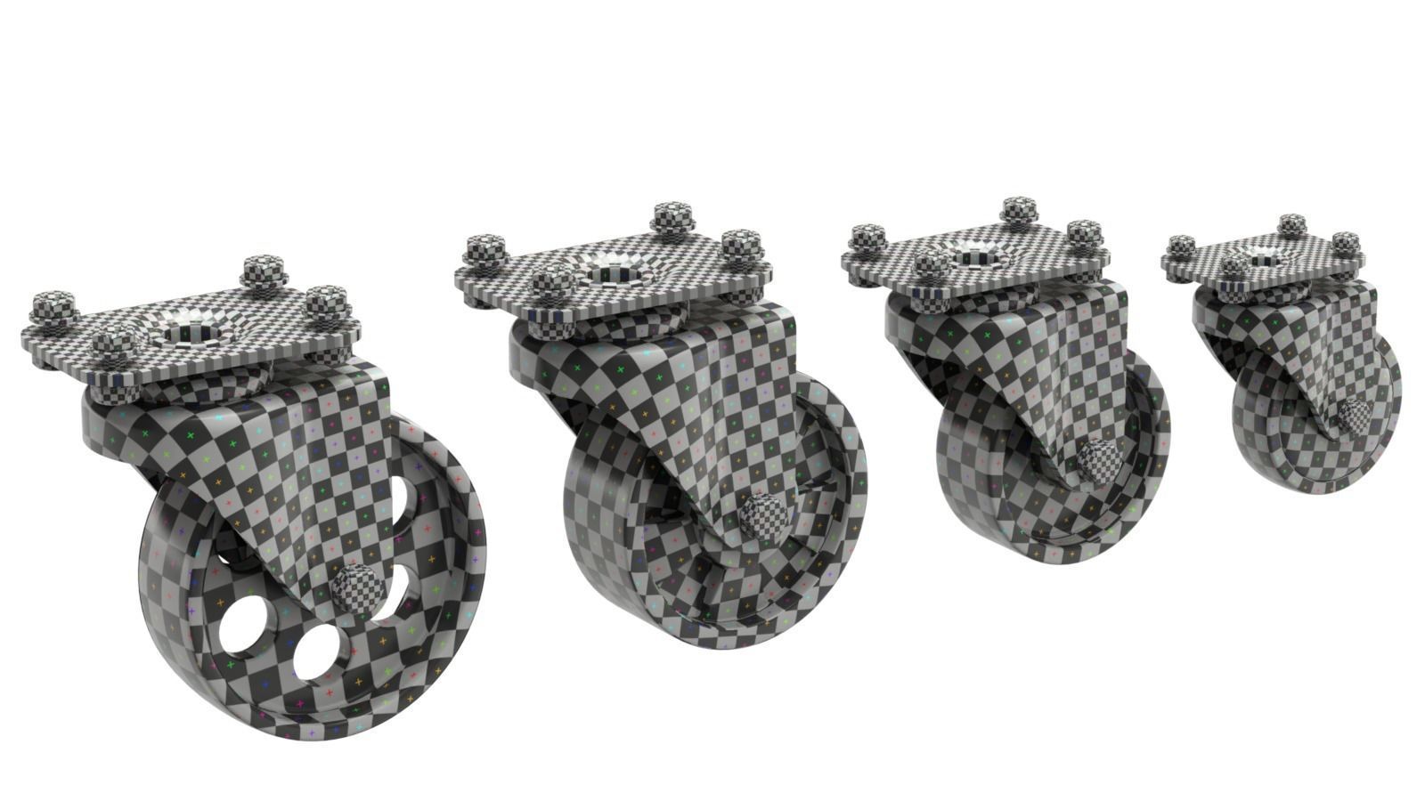 Set of Caster Wheels 3D model_9