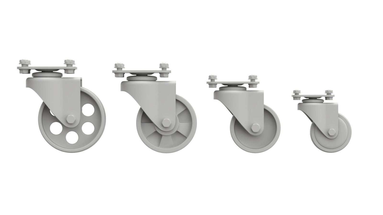 Set of Caster Wheels 3D model_13