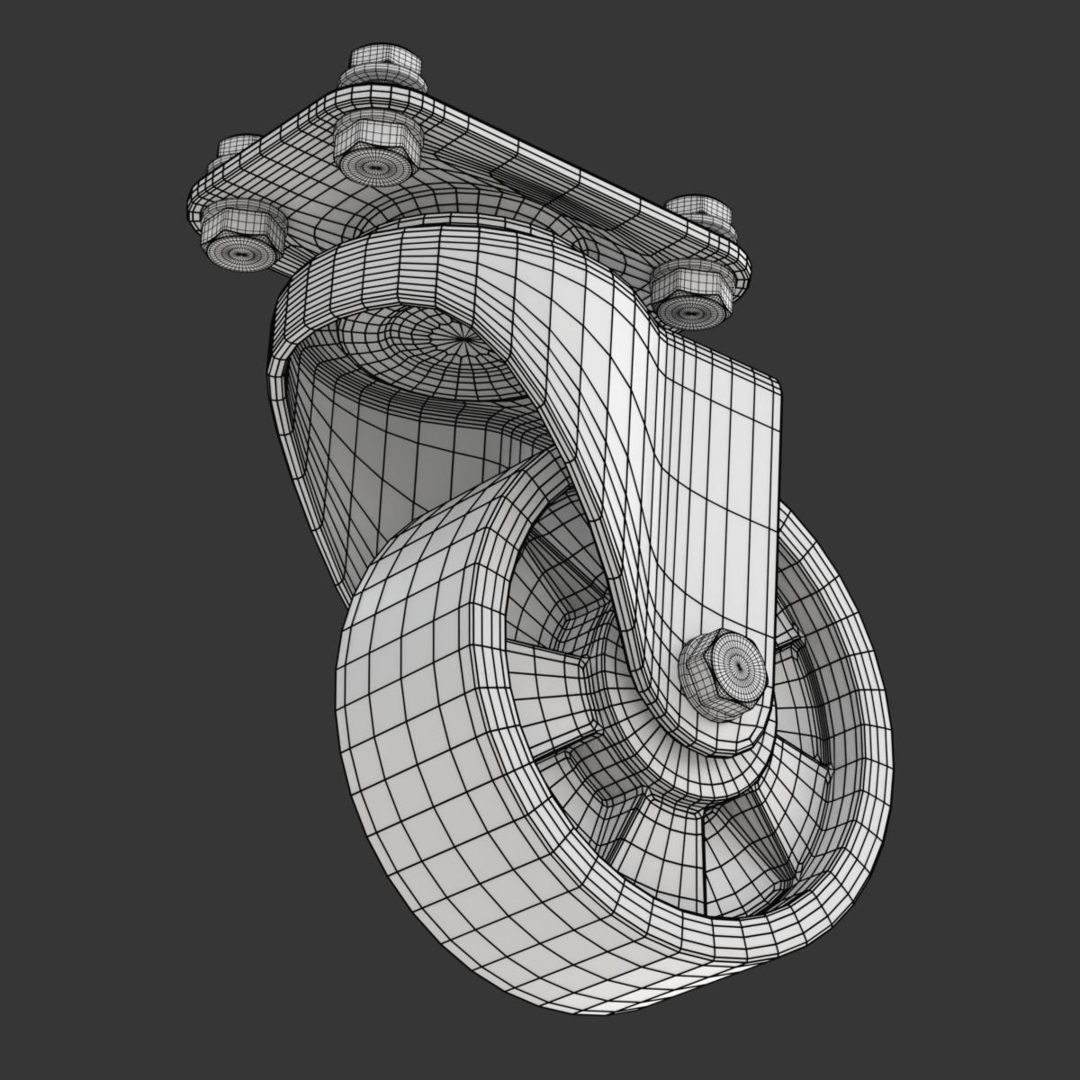 Set of Caster Wheels 3D model_16