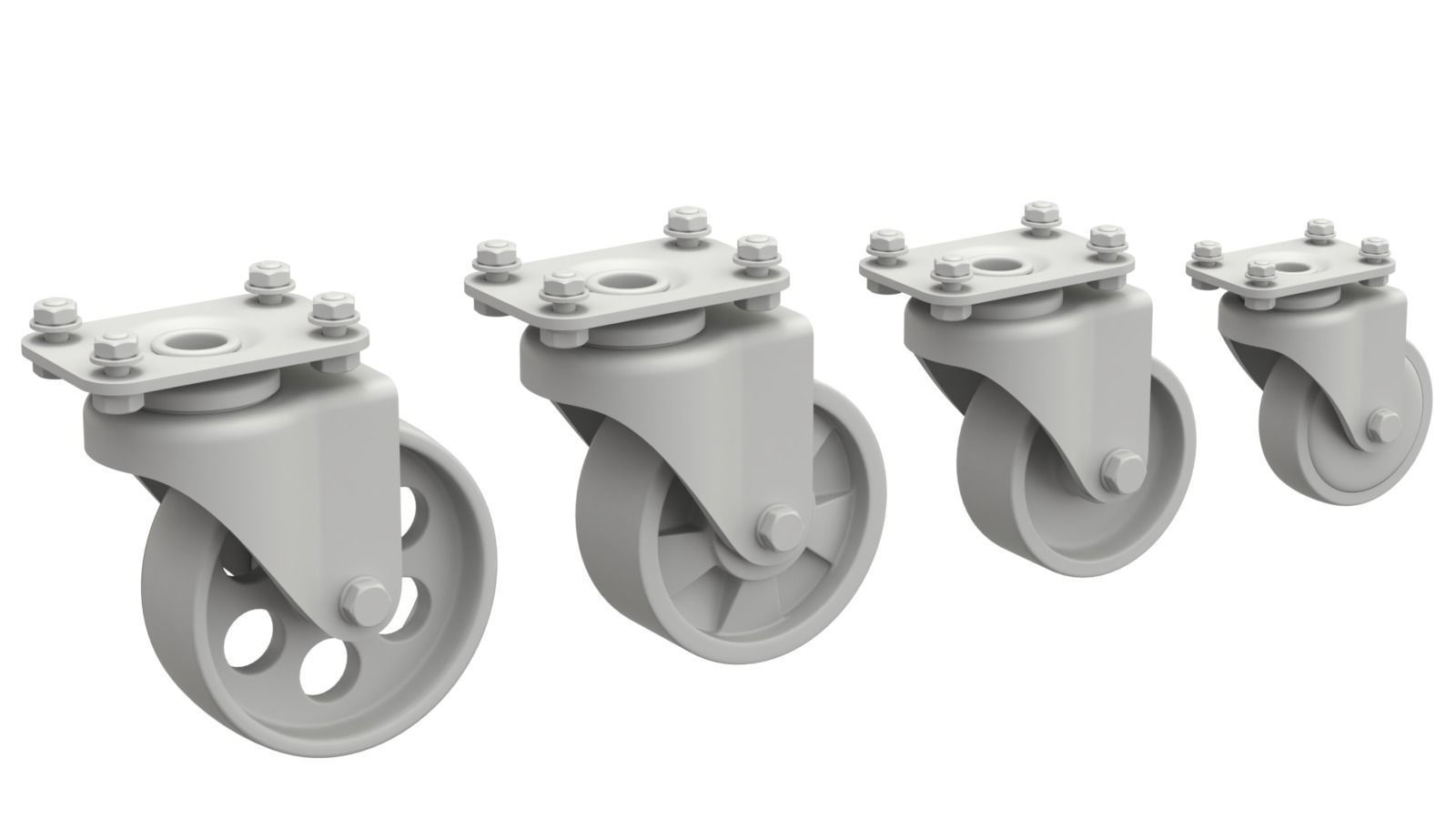 Set of Caster Wheels 3D model_12