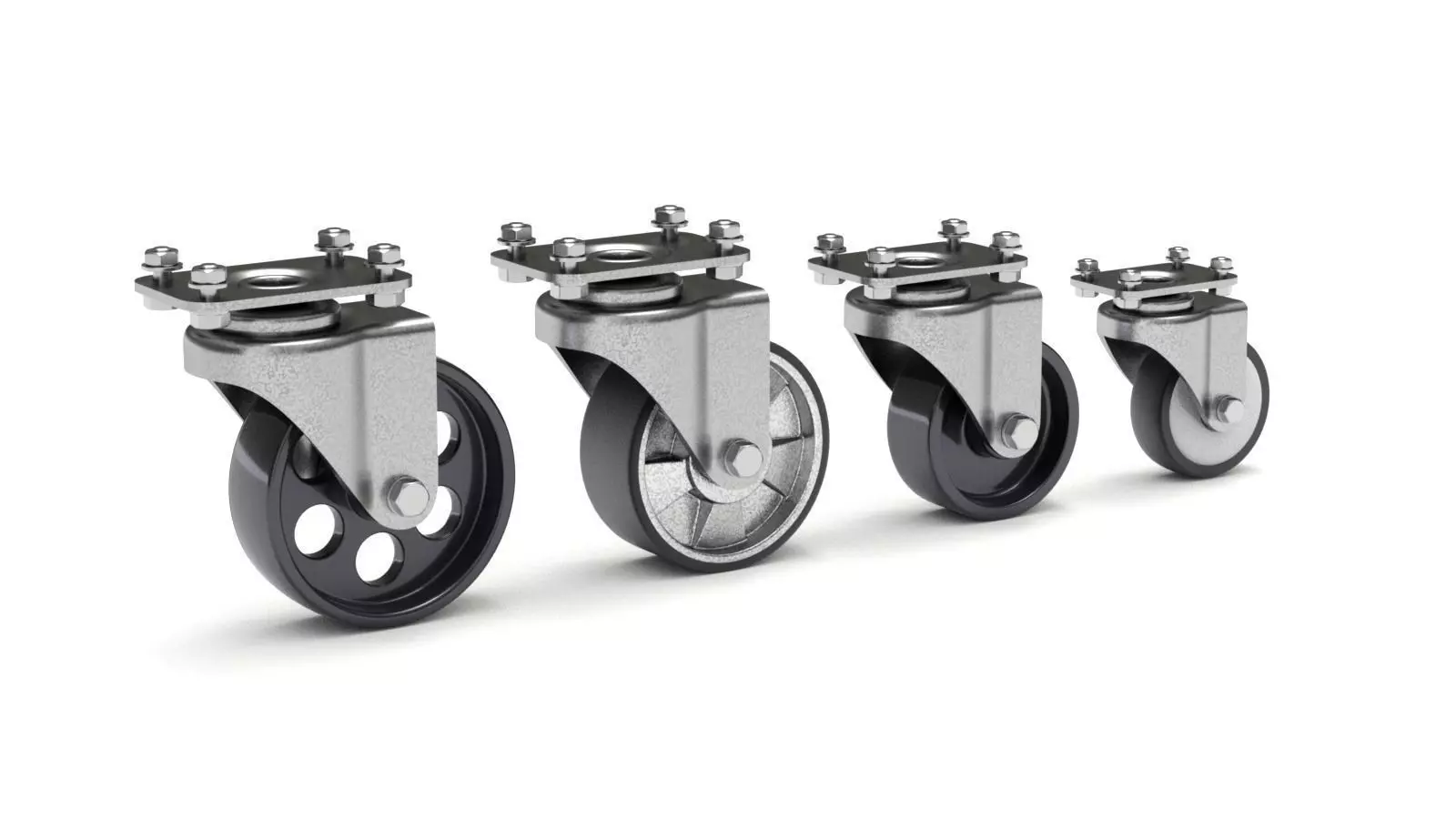 Set of Caster Wheels 3D model_0