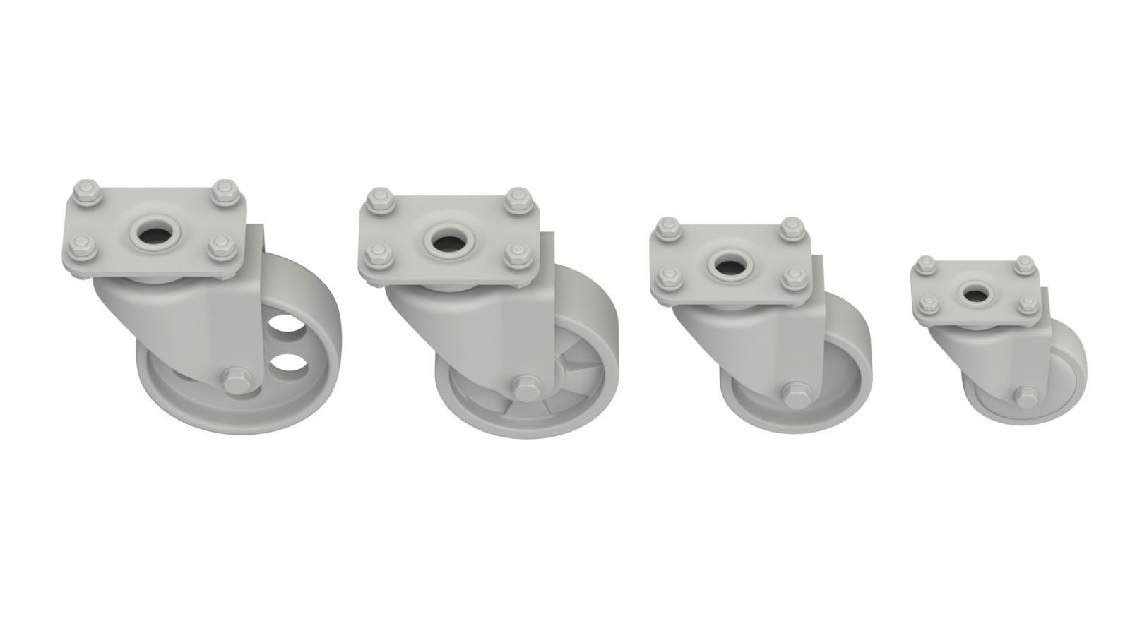 Set of Caster Wheels 3D model_15