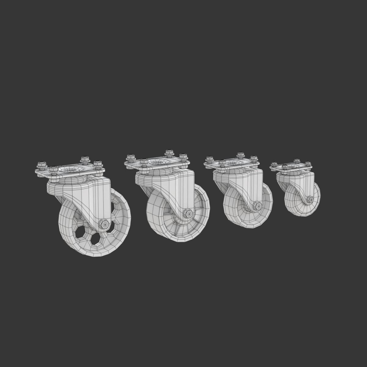 Set of Caster Wheels 3D model_22