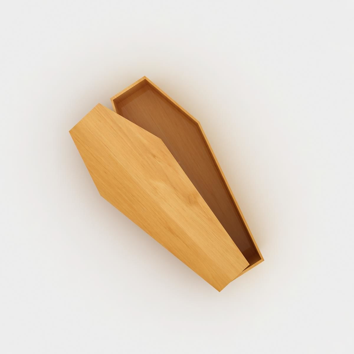 Coffin wooden 3D model_1