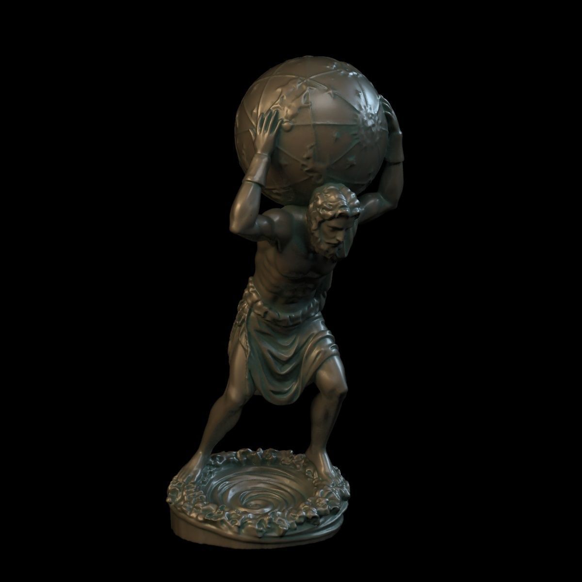 Atlas statue of man carrying ball 3D print model_5