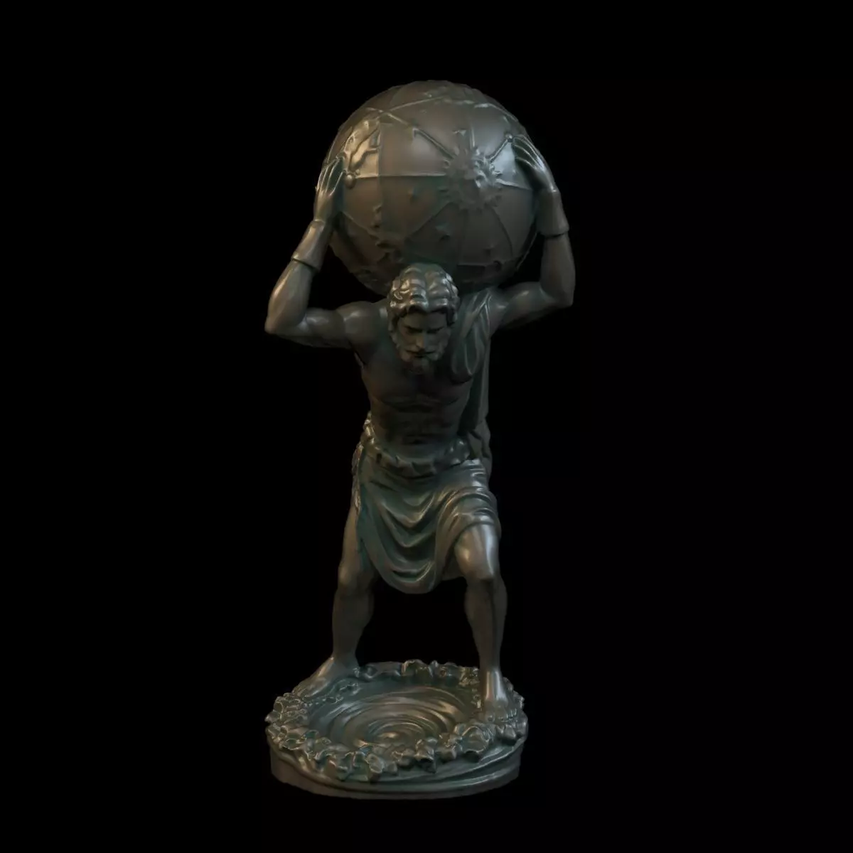Atlas statue of man carrying ball 3D print model_0