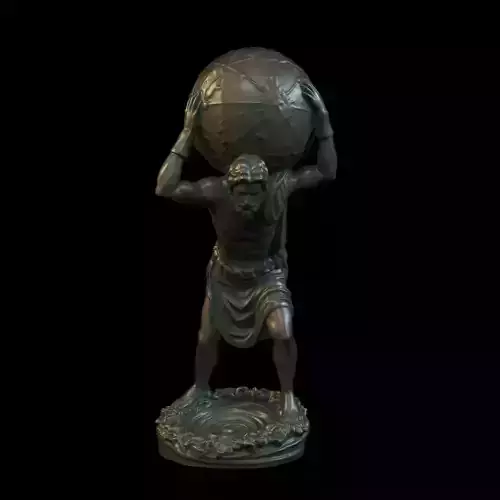Atlas statue of man carrying ball 3D print model