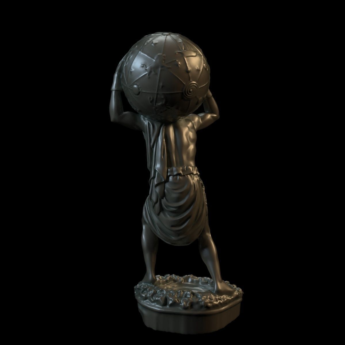 Atlas statue of man carrying ball 3D print model_4
