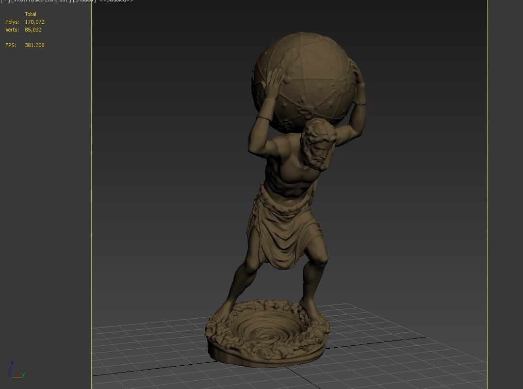 Atlas statue of man carrying ball 3D print model_7