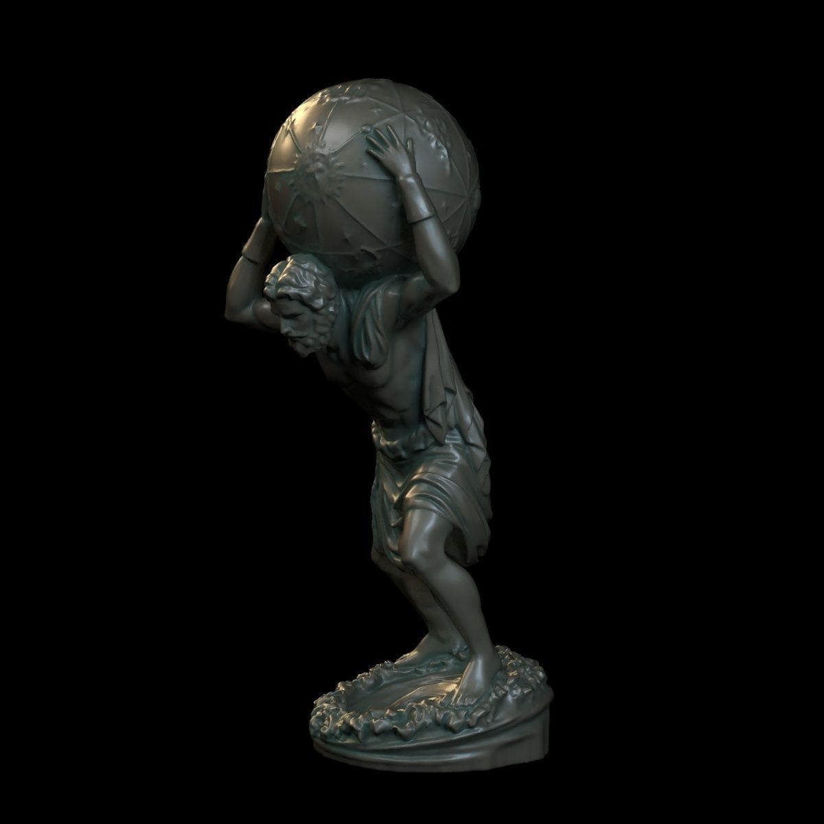 Atlas statue of man carrying ball 3D print model_1