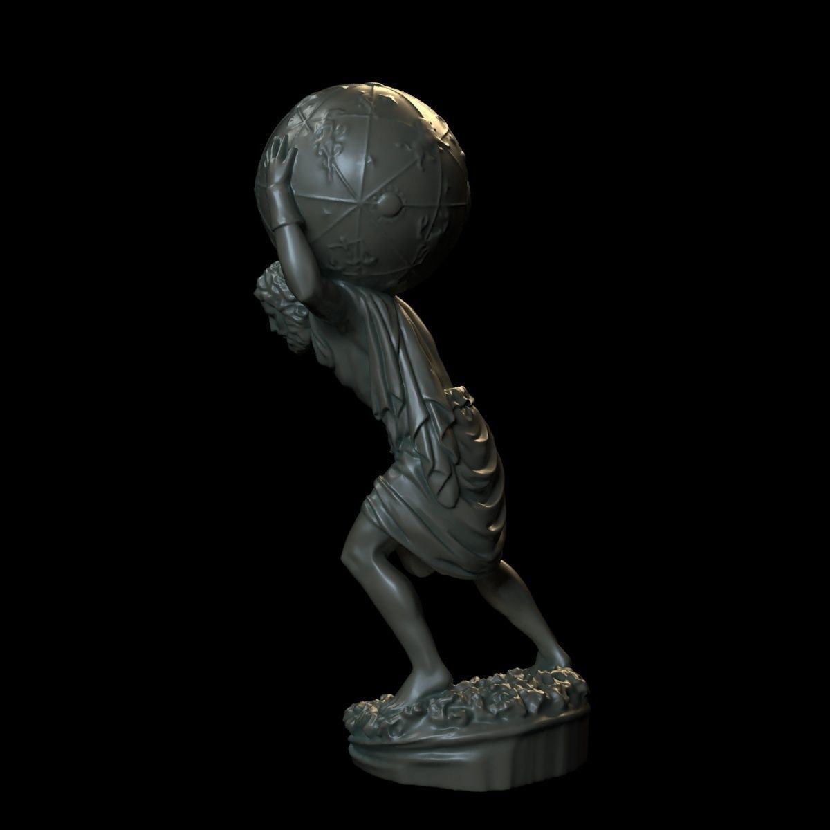 Atlas statue of man carrying ball 3D print model_3