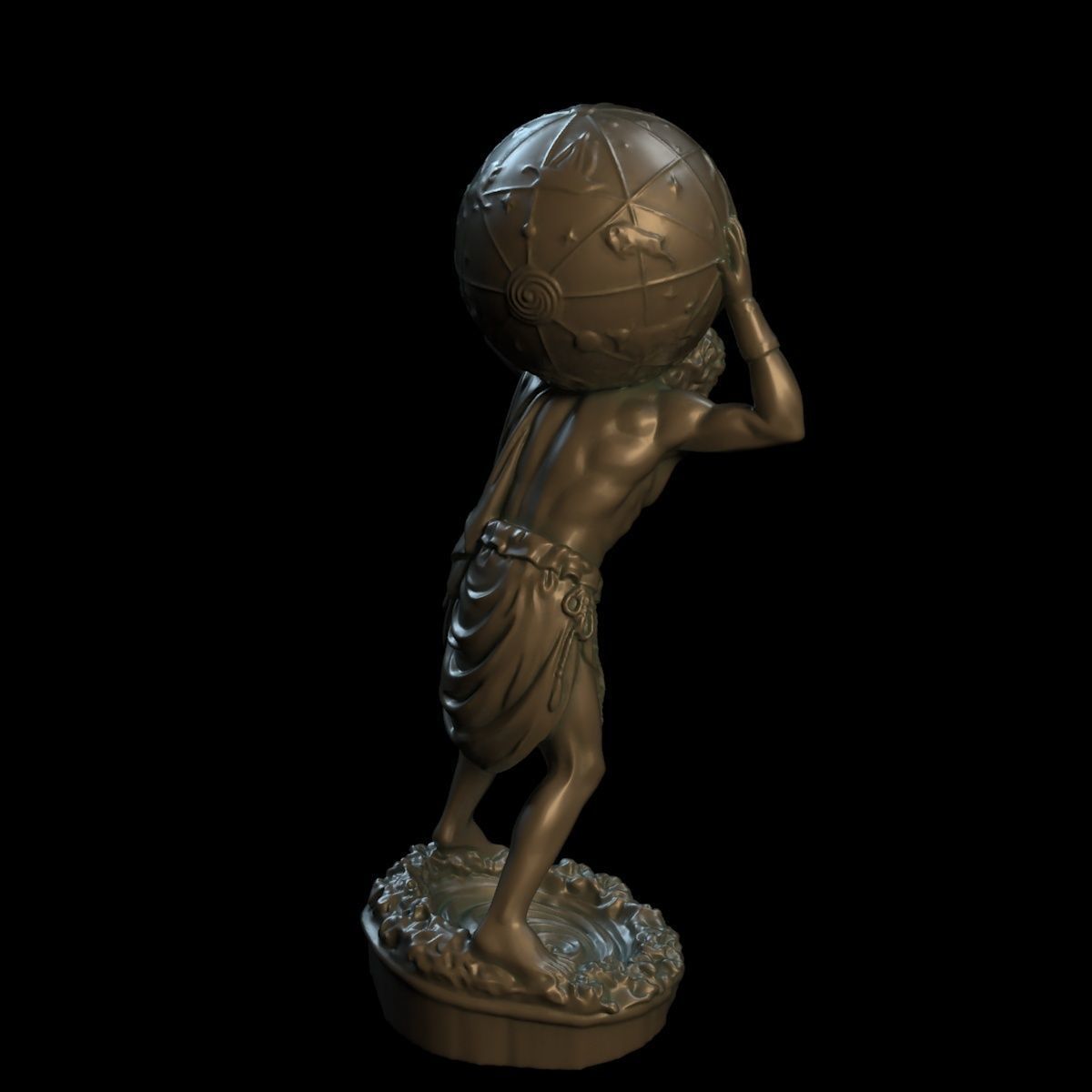 Atlas statue of man carrying ball 3D print model_6