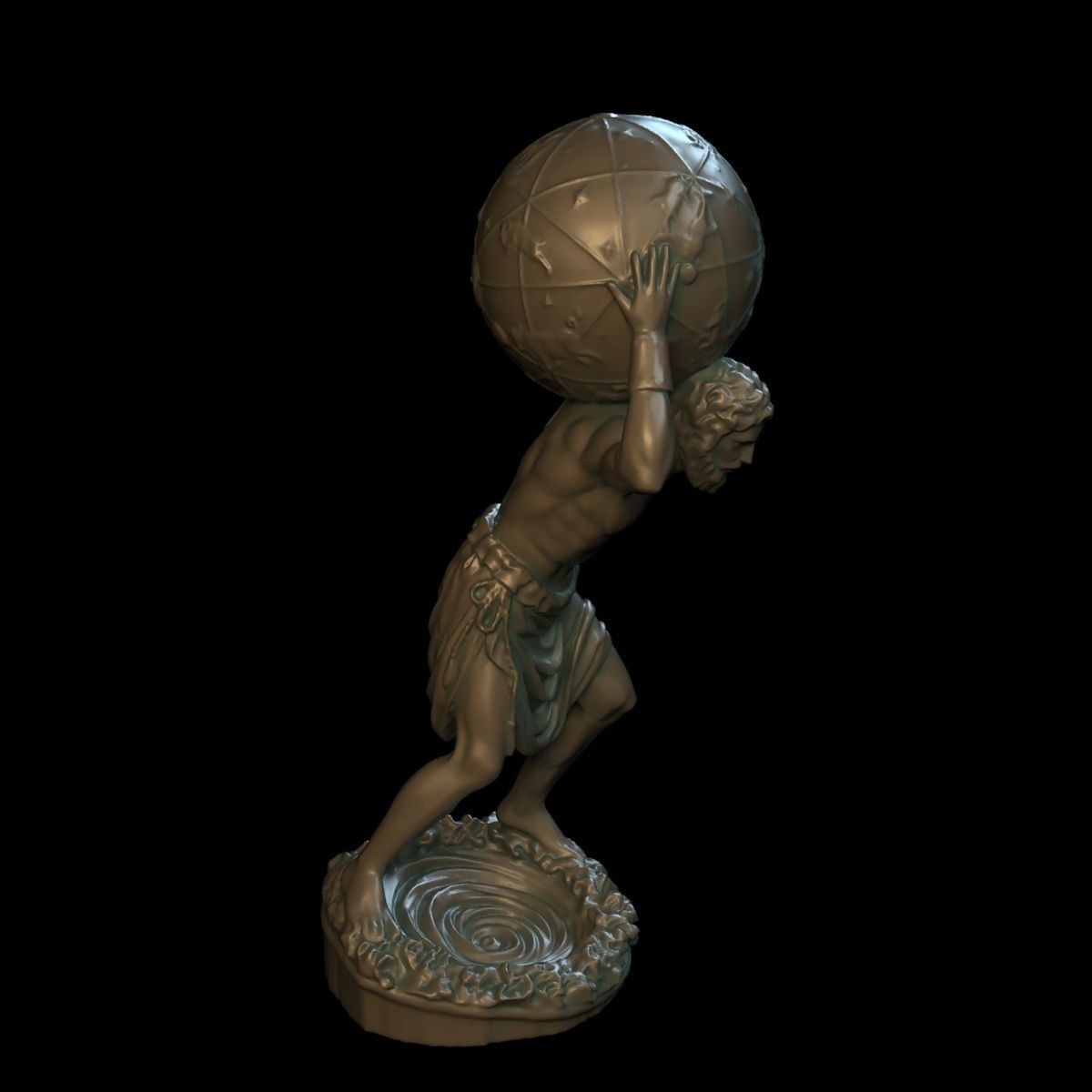 Atlas statue of man carrying ball 3D print model_2