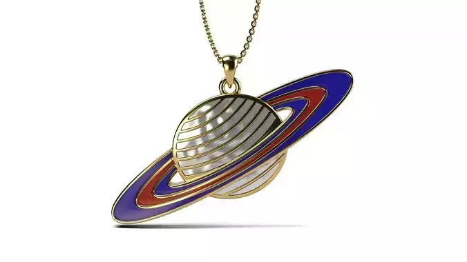 Saturn enamel pendant