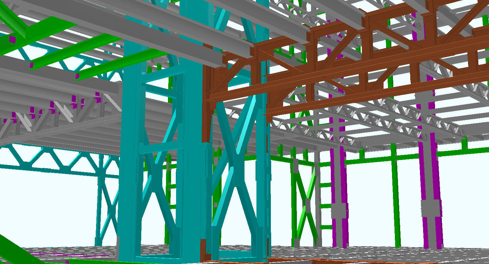 steel frame stuctural building Low-poly 3D model_1
