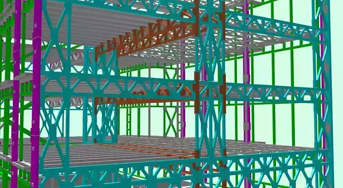steel frame stuctural building Low-poly 3D model