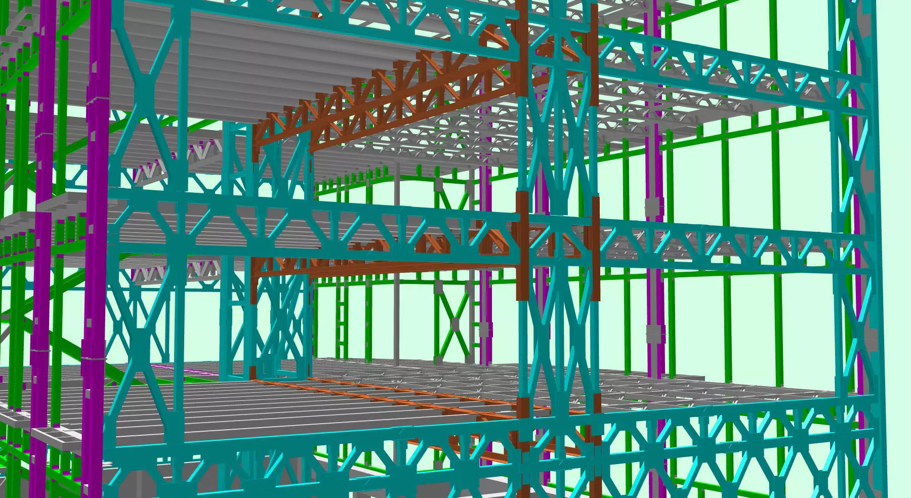 steel frame stuctural building Low-poly 3D model_0