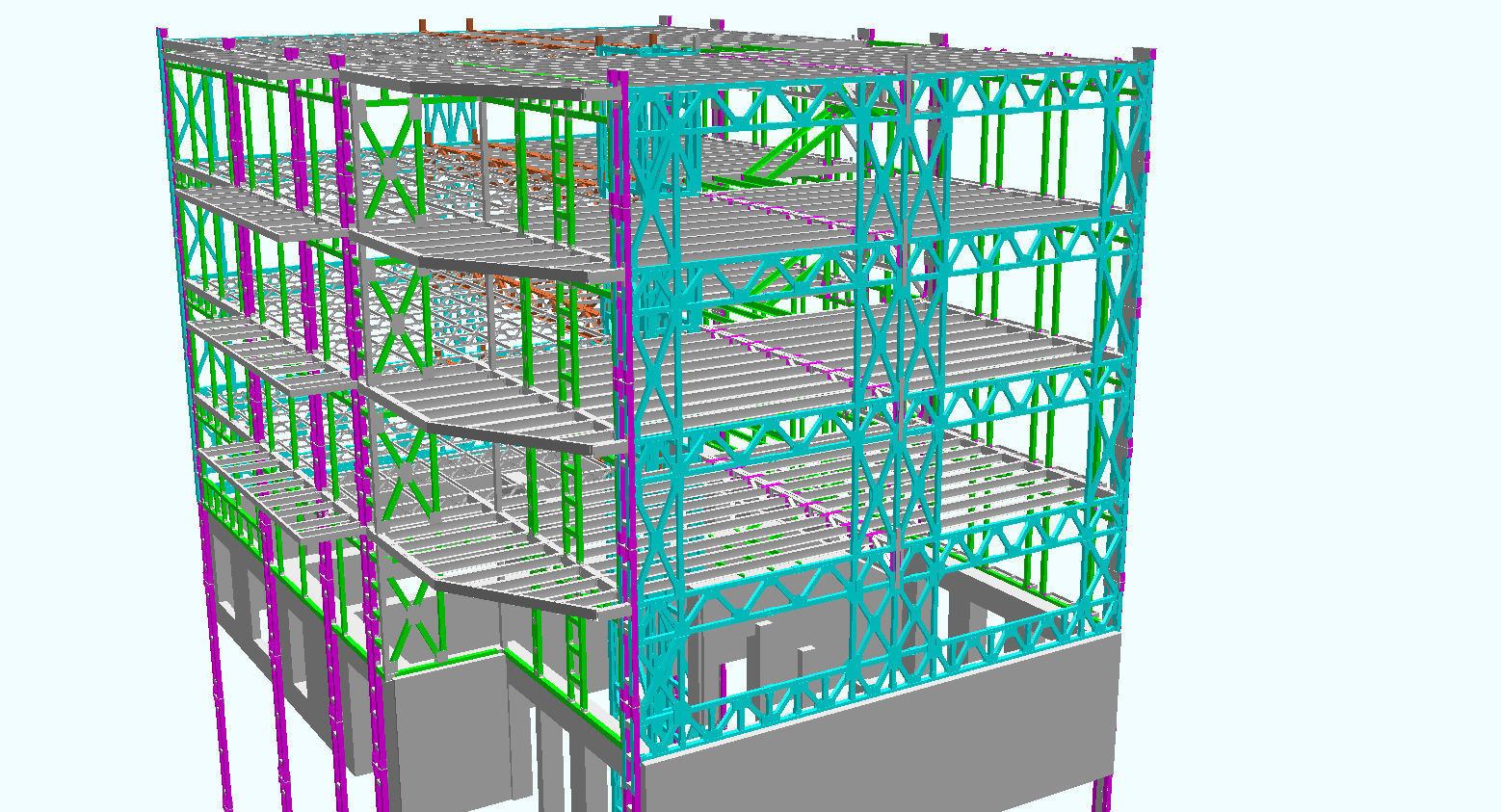 steel frame stuctural building Low-poly 3D model_4