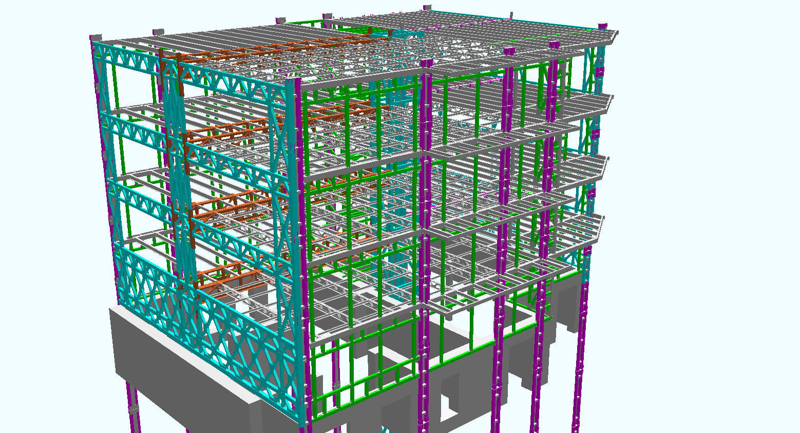 steel frame stuctural building Low-poly 3D model_3