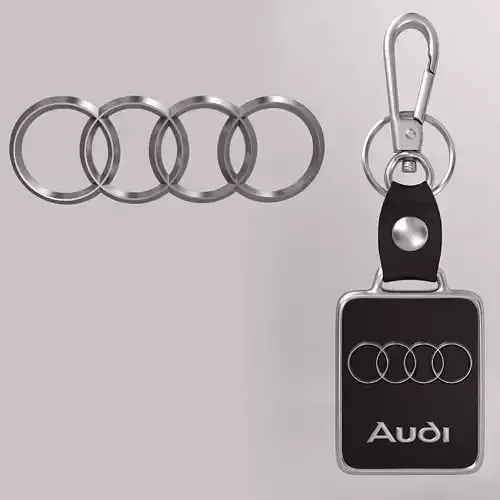 Audi car  metal logo keychain 3d model 