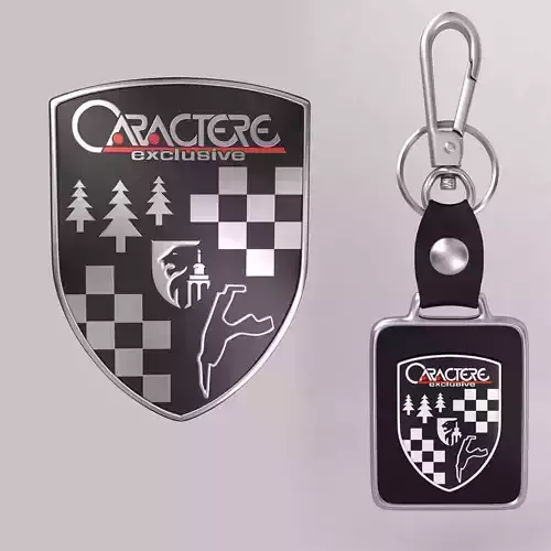 Caractere car  metal logo keychain 3d model  3D model