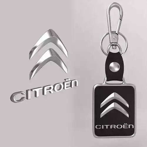 Citroen car logo keychain 3d model 
