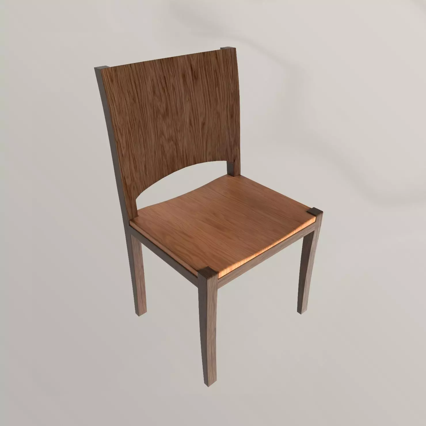Modern Wood Dining Chairs Low-poly 3D model