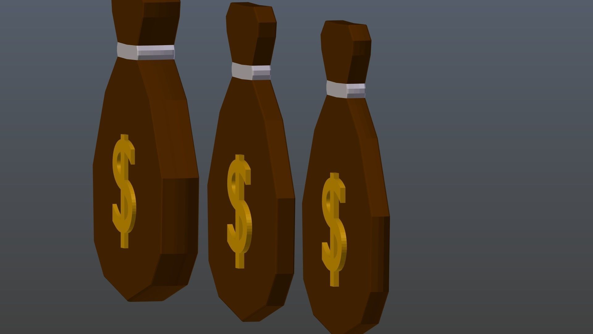 Low poly symbols of money Low-poly 3D model_7