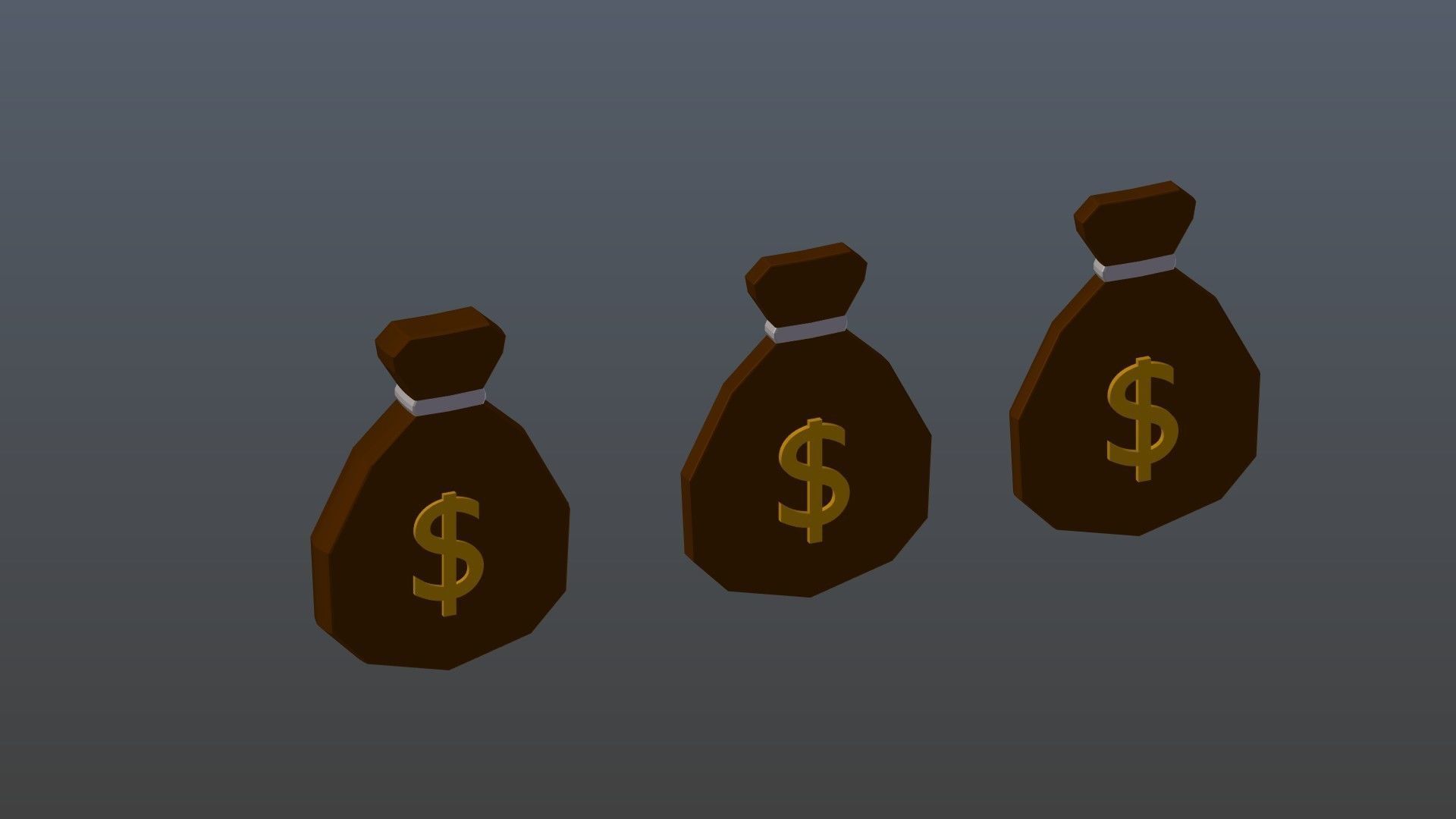 Low poly symbols of money Low-poly 3D model_0