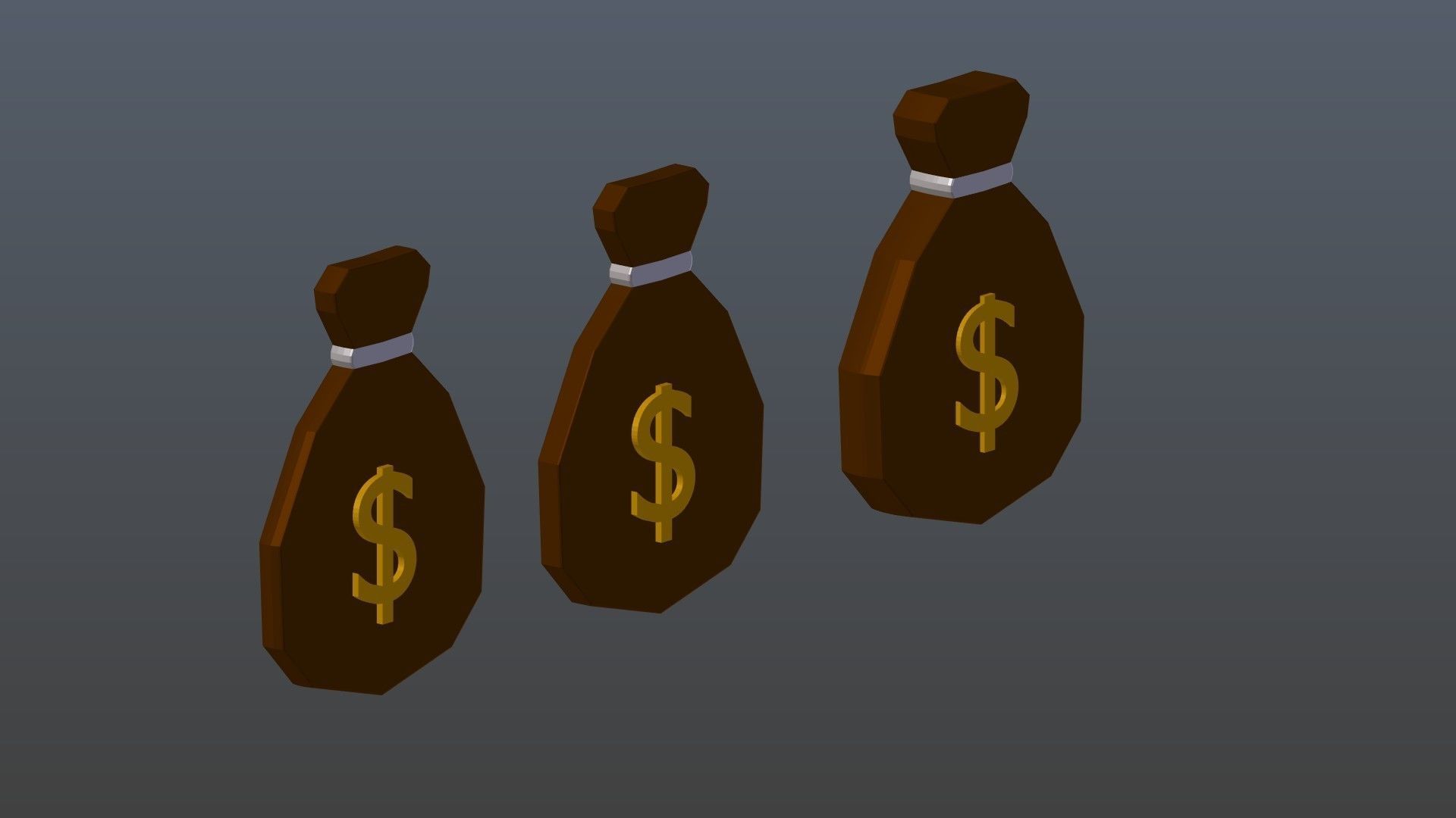 Low poly symbols of money Low-poly 3D model_6