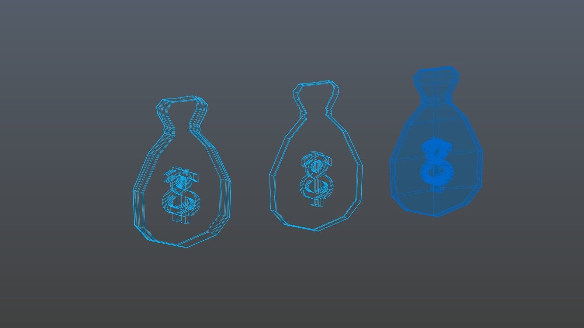 Low poly symbols of money Low-poly 3D model_11