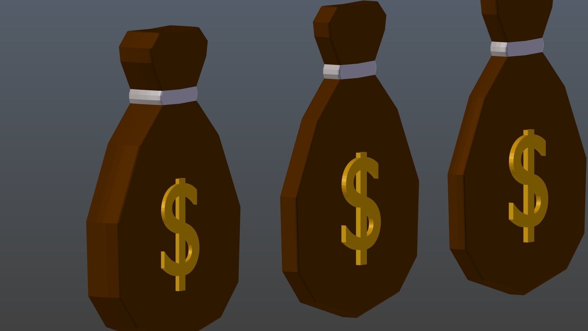 Low poly symbols of money Low-poly 3D model_9