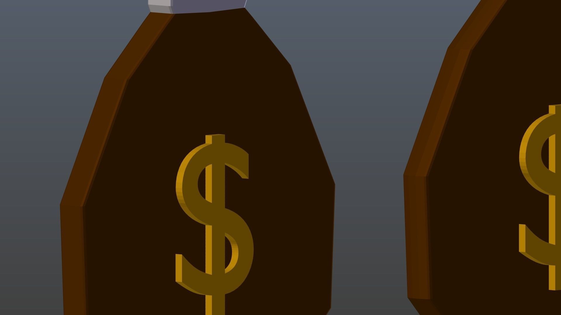 Low poly symbols of money Low-poly 3D model_8
