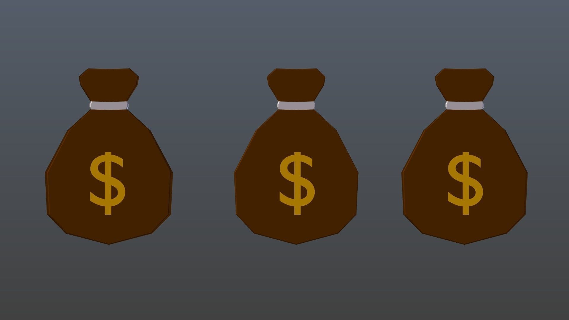 Low poly symbols of money Low-poly 3D model_2