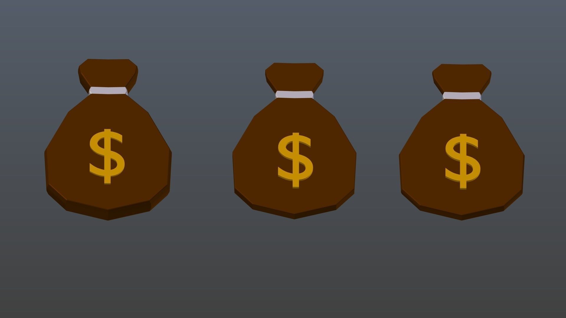 Low poly symbols of money Low-poly 3D model_4