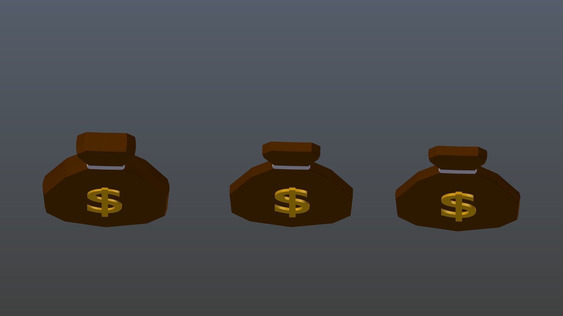 Low poly symbols of money Low-poly 3D model_1