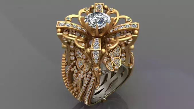 LOBORTAS HIGH-END WOMAN GOLD RING 3D print model