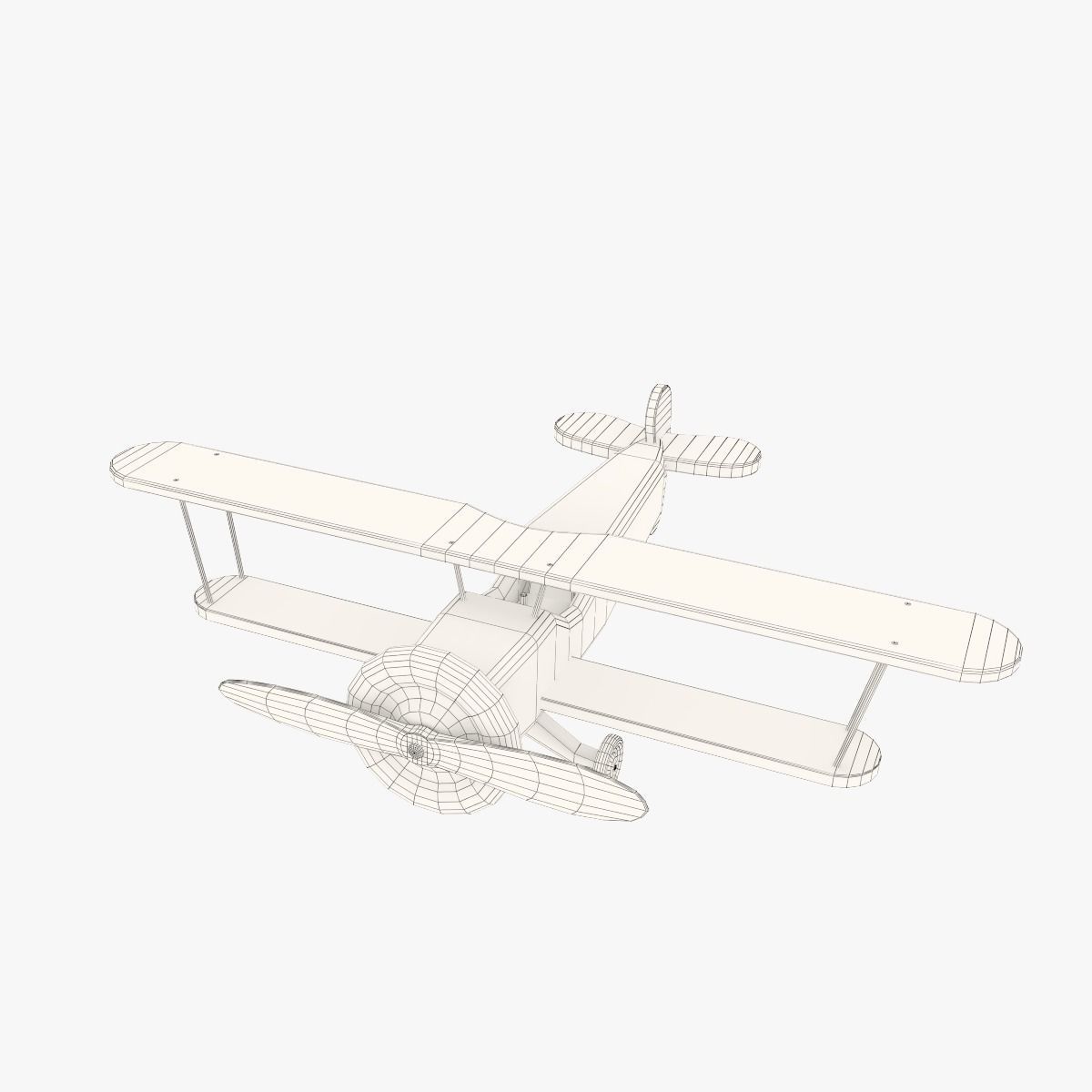 Wooden Aircraft Toy Low-poly 3D model_7