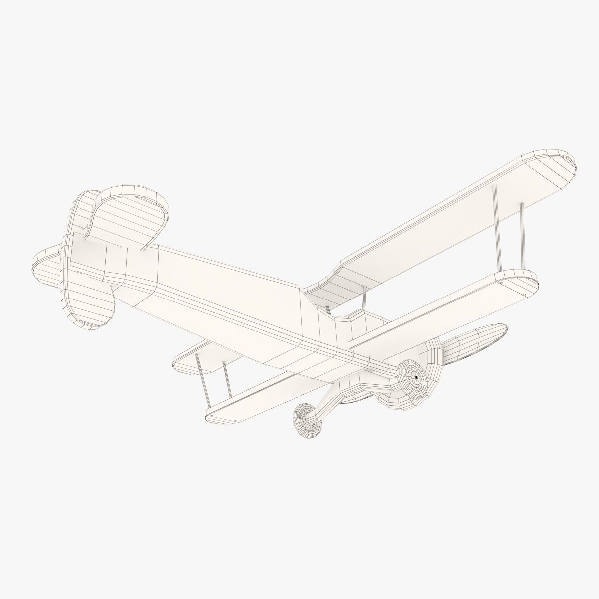 Wooden Aircraft Toy Low-poly 3D model_9