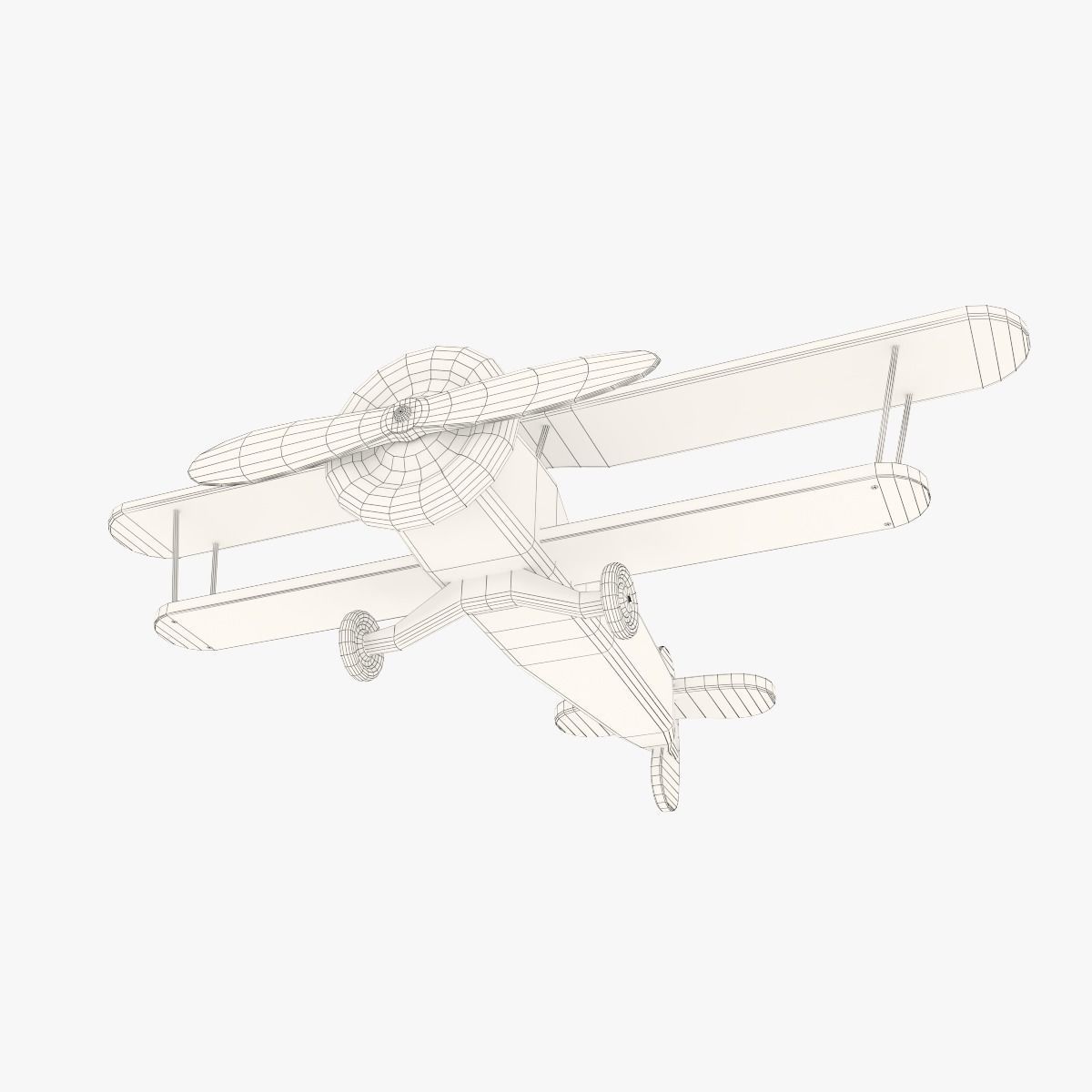 Wooden Aircraft Toy Low-poly 3D model_8