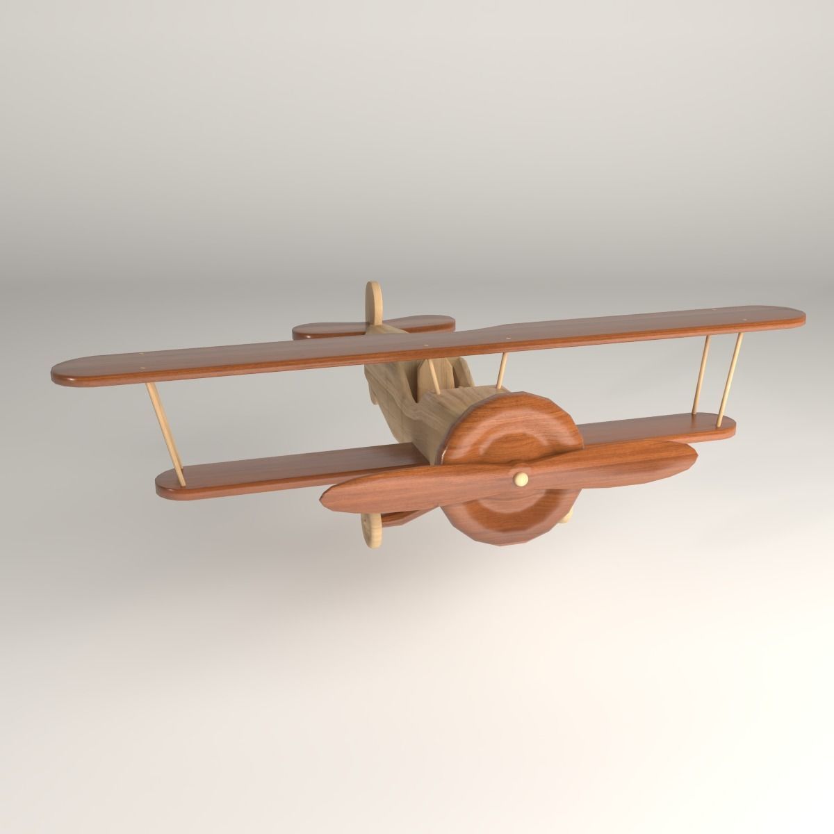 Wooden Aircraft Toy Low-poly 3D model_2