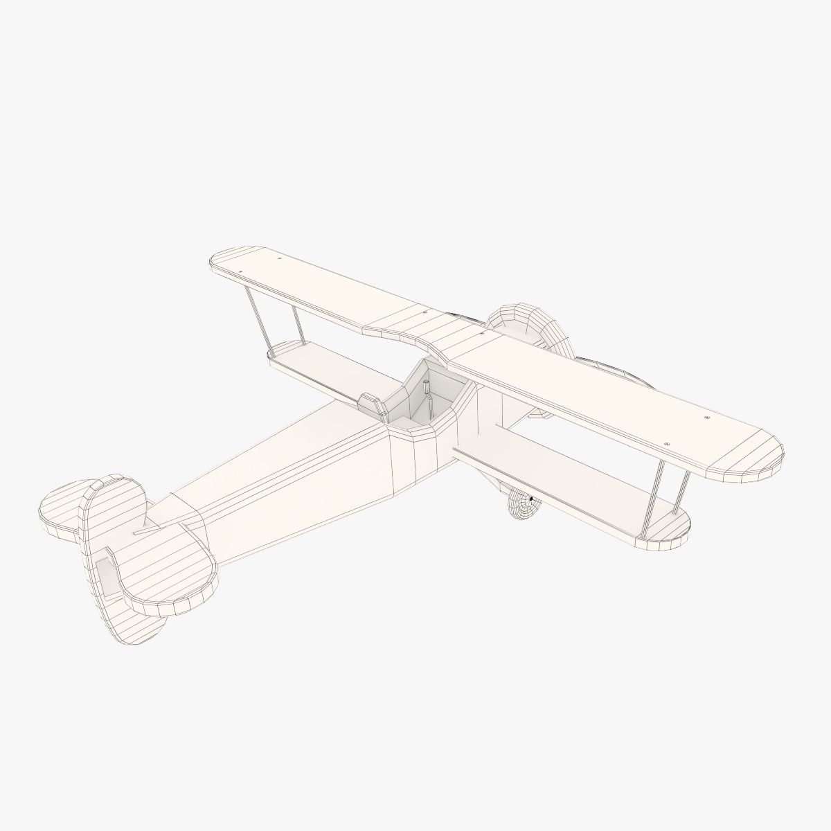 Wooden Aircraft Toy Low-poly 3D model_10