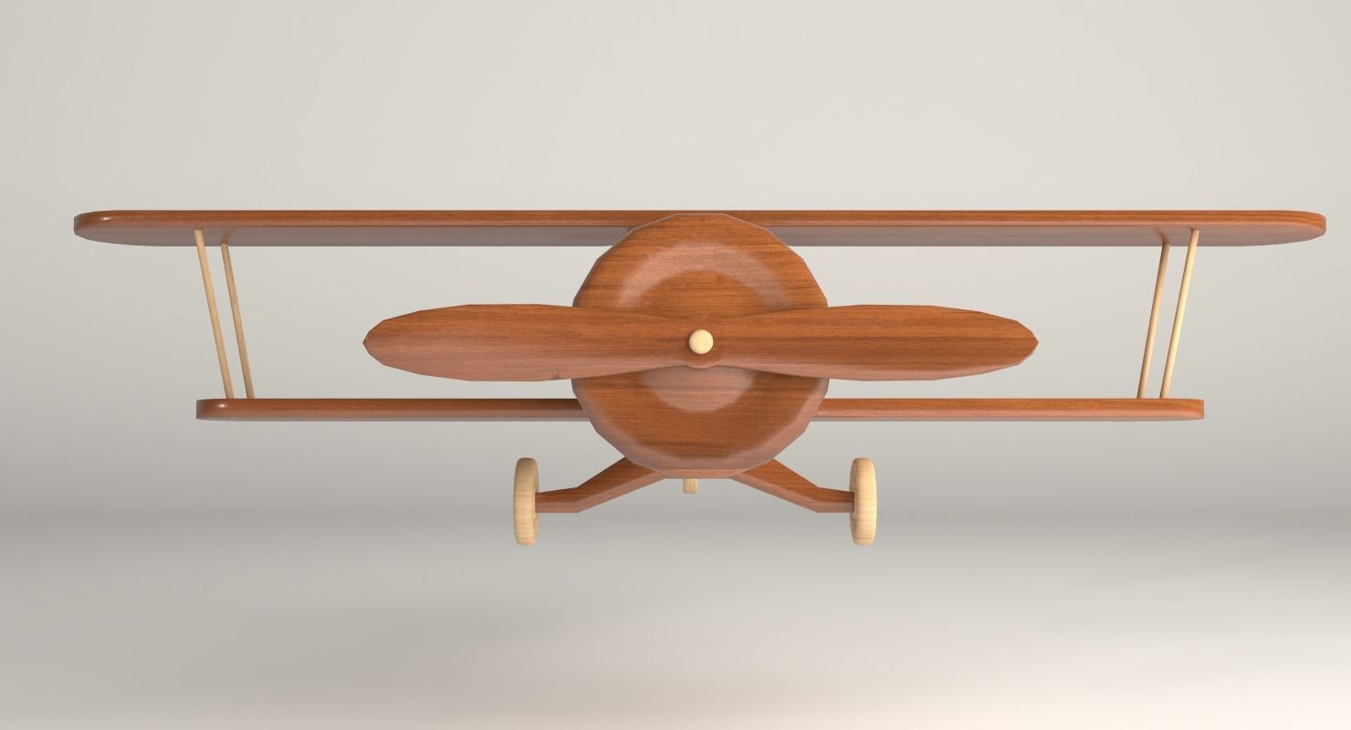 Wooden Aircraft Toy Low-poly 3D model_4