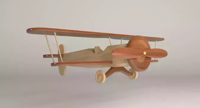 Wooden Aircraft Toy Low-poly 3D model Wooden Aircraft Toy Low-poly 3D model
