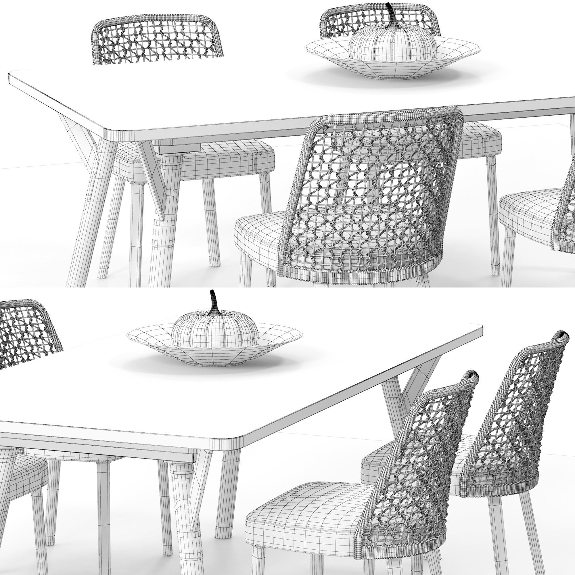 Varaschin Emma chair Link table 3d model 3D model_10
