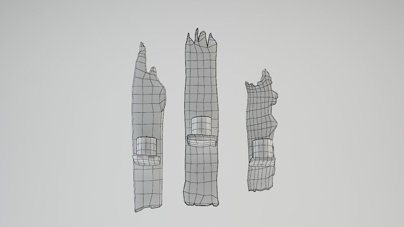 Wooden Shelf For Candles Low-poly 3D model_8